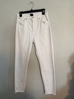 J.Crew 10” Toothpick White Skinny Jeans Raw Hem Size 29 x 27